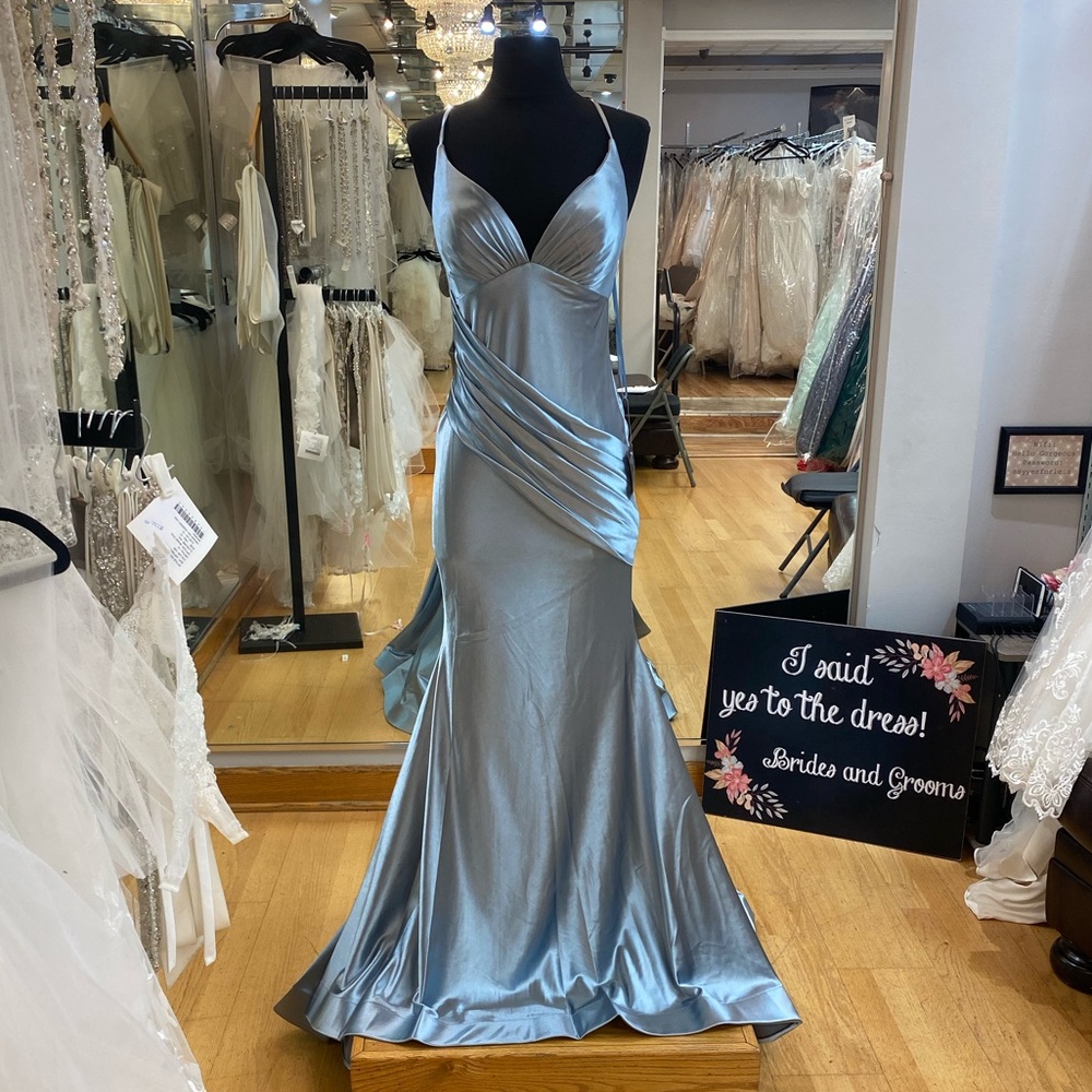 Silky prom dress with open back